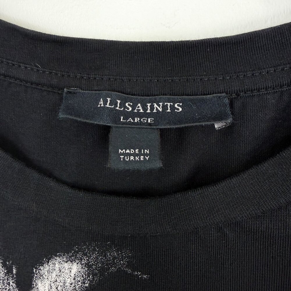 AllSaints Tiger Turin Bela Black + White Women's Baby Tee - Size Large - Picture 5 of 8